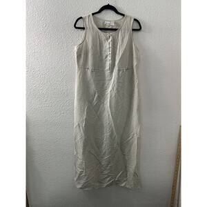 Cherokee Dress‎ Womens Beige Size M Linen Blend Pullover Modest Pockets Buttons